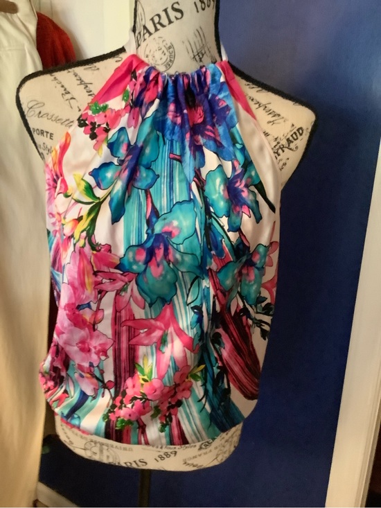 Cache Tops - Cache Floral Halter Camisole in Pink, Blue, Teal. Size S